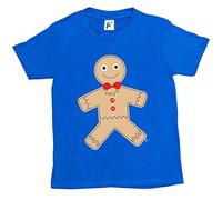 Fancy A Snuggle Xmas Gingerbread Man Wearing Red Bow Tie Kids Boys/Girls T-Shirt Royal Blue 5-6 Year Old