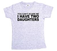 Fancy A Snuggle You Can't Scare Me I Have 2 Daughters Womens Boyfriend Fit T-Shirt Heather Grey XX-Large