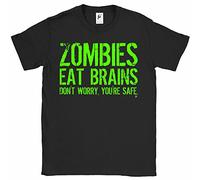 Fancy A Snuggle Zombies Eat Brains - Don't Worry You're Safe Mens T-Shirt Small Black