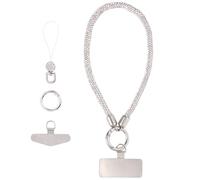 Fancy Beaded Cell Phone Wrist Strap, Anti-Lost Cellphone Lanyard for iPhone 16 Pro Max And Other Smartphones, Hands-Free Wristlet Rhinestone Bracelet Charm Bag Accessory, 2 Tether Tabs 1 Coil Hook