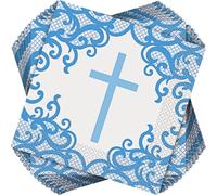 Fancy Blue Cross Luncheon Napkins (16cm) - Sophisticated, Soft & Vibrant Party Napkins - Perfect for Events & Home Gatherings - 16ct