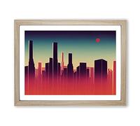 Fancy City Skyline Architecture Framed Print | A2 Oak Framed Wall Art | Ready to Hang | Modern Cityscape Picture | Living Room Bedroom Lounge Office