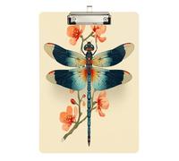 Fancy clipboard Chinese Traditional Painting Dragonfly Acrylic Cute for Teacher Nursing Size 9 x 12.5 Tabla para escribir