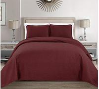 Fancy Collection 3pc King/California King Embossed Oversized Coverlet Bedspread Set Solid Burgundy New