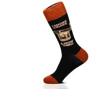 Fancy Colorful Cotton Comfy Novelty Funny Dress Socks Unisex, CIGAR Patterned, I Smoke Cigars & Knows Things, Large