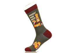 Fancy Colorful Cotton Comfy Novelty Funny Dress Socks Unisex, OUTDOOR-ADVANTURE Patterned, Protect Your Nuts, Large
