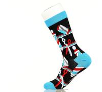 Fancy Colorful Cotton Comfy Novelty Funny Dress Socks Unisex, PROFESSIONS Patterned, Barber, Large