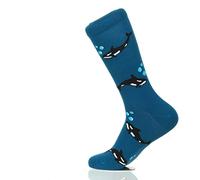 Fancy Colorful Cotton Comfy Novelty Funny Dress Socks Unisex, SURF-SEASHORE Patterned, Killer Whale Orca, Small