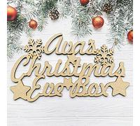 Fancy Crafts Personalised Christmas Eve Box Topper - ANY NAME CUSTOM Gift Box Decoration Craft Wall Door MDF Wood Xmas Gift, Brown, 170mm high (width depends on name)