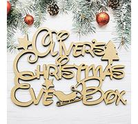 Fancy Crafts Personalised Christmas Eve Box Topper - ANY NAME CUSTOM Gift Box Decoration Craft Wall Door MDF Wood Xmas Gift v2
