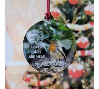 Fancy Crafts PERSONALISED Robins appear when lost loved ones are near Sad Memorial Christmas Tree Bauble Decoration Gift Vinyl, Brown, 75 x 70 mm