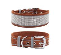 Fancy Crystal Pet Collar Glitter Pretty Jewel Rhinestone Bling Diamond Dog Collars for Dogs (Brown-B,Medium)
