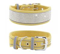 Fancy Crystal Pet Collar Glitter Pretty Jewel Rhinestone Bling Diamond Dog Collars for Dogs (Yellow-A,Large)