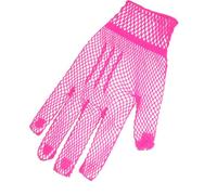 Fancy Dress - 1 Pair Of Short Neon Baby Pink Fingerless Fishnet Gloves
