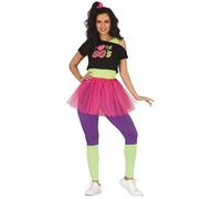 Fancy Dress Adult Neon 80S Singer Fiestas Guirca Multi S