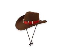 Fancy Dress Brown Cowboy With Teeth Hat Australian Crocodile Man Adult Size