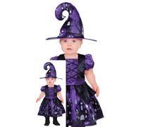 FIESTAS GUIRCA Magical Purple Witch Baby Fancy Dress - Baby Girl Halloween Kids Costume including Witch Hat Age 12-18 Months