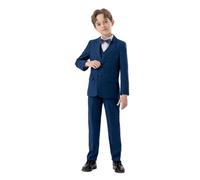 Fancy Dress Costume Size 86 92 Boys Business Suits Coat 4 Piece Outfit Tuxedo Set for Children Formal Suit for Boys with Vest Trousers Jersey Boys 140, navy, 10-11 Years
