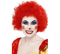 Smiffys Crazy Clown Wig, Red 120g, Circus Fancy Dress, Clown Dress Up Wigs Halloween