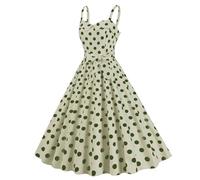 Fancy Dress for Adults Polka Dot Dress Women Vintage 1940s Spaghetti Strap Belted Waist A-Line Swing Midi Dresses Stylish Elegant Cocktail Party Evening Prom Gown Mint Green