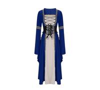 Fancy Dress For Adults Women, Gothic Elegant Square Neck Long Sleeve Flared Cuff Lace Up Ruffle Hem Maxi Dress For Cosplay Historical Costume
