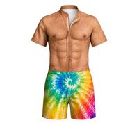 Fancy Dress Men's Novelty Funny 3D Print Jumpsuit Cheeky Prank Butt Cut-Out Graphic Bodysuit Comical Gag Gift One-Piece Outfit for Summer Beach Stag Do Party