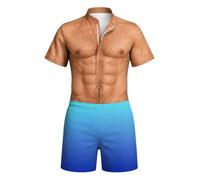 Fancy Dress Men's Novelty Funny 3D Print Jumpsuit Cheeky Prank Butt Cut-Out Graphic Bodysuit Comical Gag Gift One-Piece Outfit for Summer Beach Stag Do Party (Dark Blue-Y, XXL)