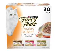 Fancy Feast Poultry and Beef Feast Classic Pate Collection Grain Free Wet Cat Food Variety Pack - (Pack of 30) 3 oz. Cans