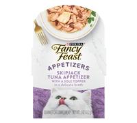Fancy Feast Purina Appetizers Lickable Grain Free Wet Cat Food Topper Skipjack Tuna Appetizer with Sole - (Pack of 10) 1.1 oz. Trays