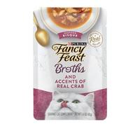 Fancy Feast Purina, Broths Seafood Bisque & Real Crab Accents Grain Free Cat Food Supplements - (16) 1.4 oz Bags