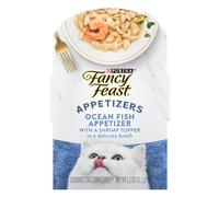 Fancy Feast Purina Lickable Appetizers Grain Free Wet Cat Food Topper Ocean Fish Appetizer with a Shrimp Cat Food Topper - (Pack of 10) 1.1 oz. Trays