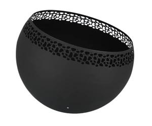 Fancy Flames Fire Bowl Metal Design Black with Polka Dots