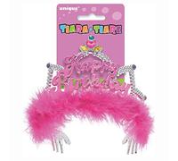 Fancy Furry Pink & Silver Happy Birthday Tiara - 1 Count - Party Accessory for Birthday Celebrations