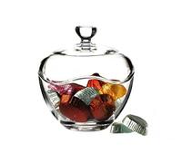 Fancy Glass Candy Bowl Jar with Lid in Gift Box Decorative Candy Bowls Halloween Cookie Nuts Sweet Sugar Jars for Home Office Coffee Bar Restaurant Kitchen 14.5cm x 13cm (1 Piece), Transparent