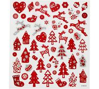 Fancy Glitter Stickers, Sheet 15x16.5 cm, 54 pc, red and White Christmas, 1sheet