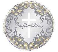 Fancy Gold Cross Confirmation Round Foil Balloon (45cm) - Perfect for Celebrations - 1 Pc