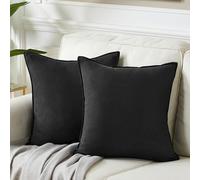 Fancy Homi 2 Packs Black Decorative Throw Pillow Covers 14x14 Inch for Living Room Couch Bed Sofa, Modern Boho Home Decor, Soft Faux Suede Solid Small Accent Cushion Case 35x35 cm