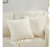 Fancy Homi 2 Packs Cream White Decorative Throw Pillow Covers 16x16 Inch for Couch Bed Sofa, Modern Farmhouse Boho Home Decor, Soft Cute Plush Corduroy Cushion Case 40x40 CM
