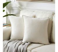 Fancy Homi 2 Packs Premium Faux Suede Decorative Throw Pillow Covers, Super Soft Square Pillow Case,Solid Cushion Cover for Couch/Sofa/Bedroom (18" x 18", Set of 2, Ivory)