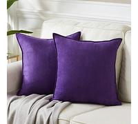 Fancy Homi 24x24 Pillow Covers, Pack of 2 Purple Throw Pillow Covers, Super Soft Faux Suede Square Solid Cushion Cover for Couch Sofa Bedroom Living Room 60x60 cm