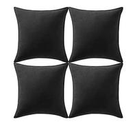Fancy Homi 4 Packs Black Decorative Throw Pillow Covers 16x16 inch, Super Soft Faux Suede Square Pillow Covers, Solid Cushion Cover for Couch Living Room Sofa Bedroom 40x40 cm