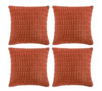 Fancy Homi 4 Packs Boho Burnt Orange Fall Decorative Throw Pillow Covers 16x16 Inch for Couch Bed Sofa, Rustic Modern Farmhouse Home Decor, Soft Plush Corduroy Cute Square Cushion Case 40x40 cm