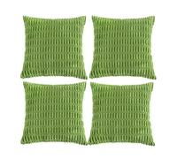 Fancy Homi 4 Packs Boho Lime Green Decorative Throw Pillow Covers 24x24 Inch for Couch Bed Sofa, Rustic Modern Farmhouse Home Decor, Soft Plush Corduroy Cute Square Cushion Case 60x60 cm