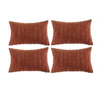 Fancy Homi 4 Packs Rust Decorative Throw Pillow Covers 12x20 Inch for Living Room Couch Bed Sofa, Terracotta Rustic Farmhouse Boho Home Decor, Soft Plush Striped Corduroy Square Cushion Case 30x50 cm