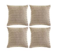 Fancy Homi 4 Packs Taupe Decorative Throw Pillow Covers 12x12 Inch for Living Room Couch Bed, Rustic Modern Farmhouse Boho Home Decor, Soft Plush Corduroy Cute Square Accent Cushion Case 30x30 cm