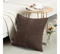 Fancy Homi Dark Brown Big Decorative Throw Pillow Covers 24x24 Inch for Living Room Couch Bed Sofa, Rustic Farmhouse Boho Home Decor, Soft Corss Corduroy Patchwork Accent Square Cushion Case 60x60 cm