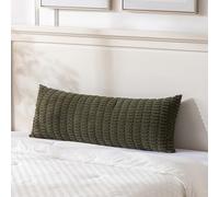 Fancy Homi Olive Green Long Body Lumbar Decorative Throw Pillow Covers 14x36 Inch for Bed Couch Bedroom, Soft Corduroy Rectangle Solid Pillow Case 35x91 cm, Rustic Farmhouse Boho Room Decor