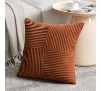 Fancy Homi Rust Boho Decorative Throw Pillow Covers 18x18 Inch for Living Room Couch Bed, Farmhouse Home Decor, Soft Corss Corduroy Patchwork Textured Terracotta Accent Cushion Case 45x45 cm