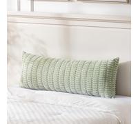 Fancy Homi Sage Green Long Lumbar Decorative Throw Pillow Covers 14x36 Inch for Bed Couch Bedroom, Soft Corduroy Rectangle Solid Cushion Case 35x91 cm, Rustic Farmhouse Boho Room Décor