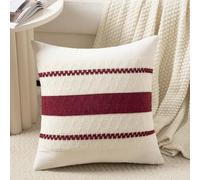 Fancy Homi Set of 1 Burgundy Boho Decorative Throw Pillow Covers 22x22 Inch for Couch Bed Sofa, Aesthetic Modern Farmhouse Christmas Room Decor, Soft Cotton Cute Textured Wind Red Cushion Case